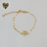 (1-0929-1) Gold Laminate - 2mm Flower Mariner Bracelet - 6" - BGF