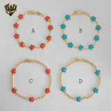 (1-0754) Gold Laminate - 3mm Flower Link Bracelet - 7.5" - BGF