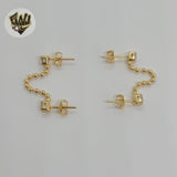 (1-1237-5) Laminado de Oro - Pendientes Doble Circón - BGF