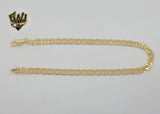 (1-0037) Gold Laminate - 5mm Flat Mariner Link Anklet - 10" - BGF