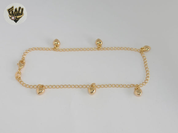 (1-0218) Gold Laminate - 3mm Link Charms Anklet - 9.5