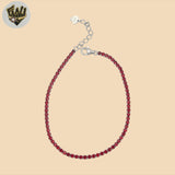 (2-0436-1) 925 Sterling Silver - 2mm Red Zircon Bracelet.