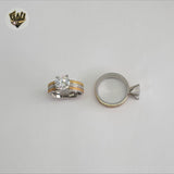 (4-0069-1) Stainless Steel - Three Tones Engagement Ring.