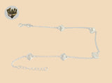 (2-0123) 925 Sterling Silver - 2mm Link Shell Anklet - 9"