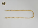 (1-0071) Laminado dorado - Tobillera con eslabones de cuerda de 3 mm - BGF