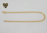 (1-0035) Gold Laminate - 4mm Flat Mariner Link Anklet - 10" - BGF