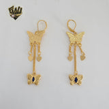 (1-1199) Gold Laminate -  Butterfly Long Earrings - BGF