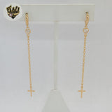(1-1239-4) Laminado de Oro - Pendientes Largos Cruz - BGF