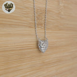 (2-66026) 925 Sterling Silver - 3D Heart Necklace.