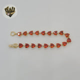 (1-60083-1) Gold Laminate - 6mm Heart Zircon Bracelet - 7" - BGO