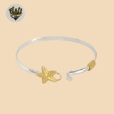 (2-0684) 925 Sterling Silver - 4mm Two Tones Starfish Bangle.