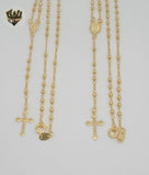 (1-3323) Gold Laminate - 2.5mm Virgin Rosary Necklace - 18" - BGF.