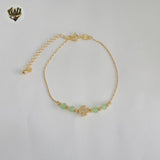 (1-0772) Laminado de oro - Brazalete de eslabones de bolas de 8 mm - 7" - BGO