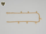 (1-0069) Gold Laminate - 3mm Link Heart Anklet - 9.5" - BGF