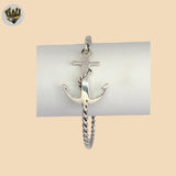 (2-0692) 925 Sterling Silver - 3mm Anchor Bangle - 2.5"
