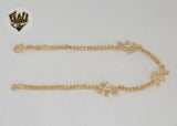 (1-0077) Gold Laminate - 3.5mm Curb Link Elephants Anklet - 9.5" - BGF