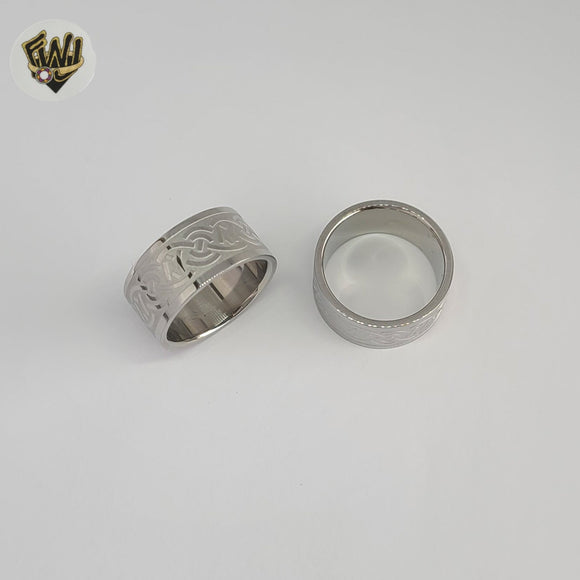 (4-0030-2) Stainless Steel - Carved Ring.