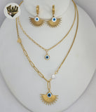 (4-7040) Stainless Steel - 1.5mm Layering Evil Eye Necklace Set - 16"