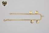 (1-0213) Gold Laminate - 2.5mm Curb Link Beach Charms Anklet - 10" - BGF