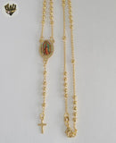 (1-3352) Gold Laminate - 2.5mm Guadalupe Rosary Necklace - 18" - BGF