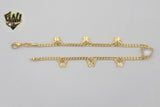 (1-0188) Gold Laminate - 2.5mm Curb Link Butterflies Anklet - 10" - BGF