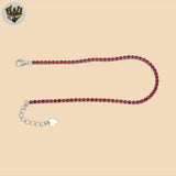 (2-0436-1) 925 Sterling Silver - 2mm Red Zircon Bracelet.