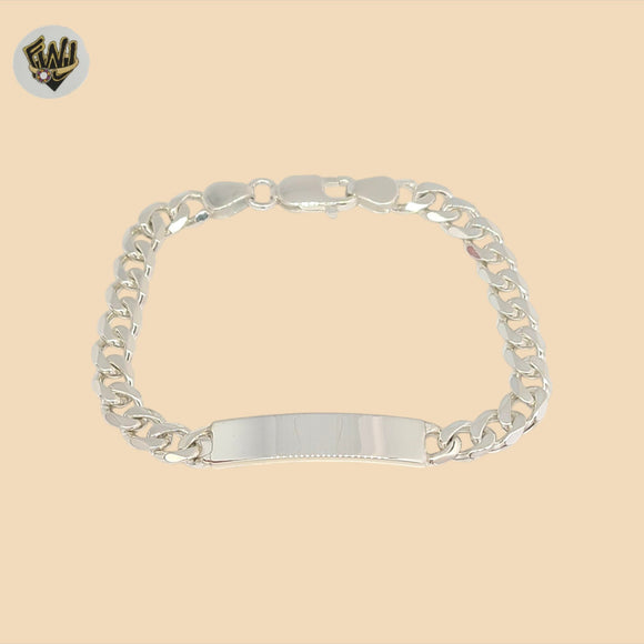 (2-0472) 925 Sterling Silver - 6.5mm Curb Link Plate Bracelet - 8