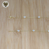 (2-8003) 925 Sterling Silver - Two Tone Beads Chain - 18".
