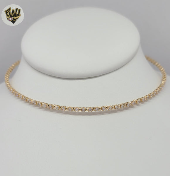 (1-6347) Gold Laminate - Zircon Tennis Choker - BGF