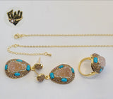 (1-6462) Gold Plated - Brown Zircon Set - 19.5".