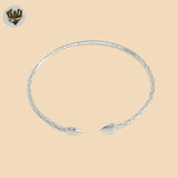 (2-0676) 925 Sterling Silver - 2.5mm Open Heart Bangle - 2.5"