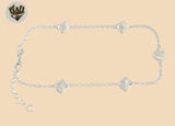 (2-0123) 925 Sterling Silver - 2mm Link Shell Anklet - 9"