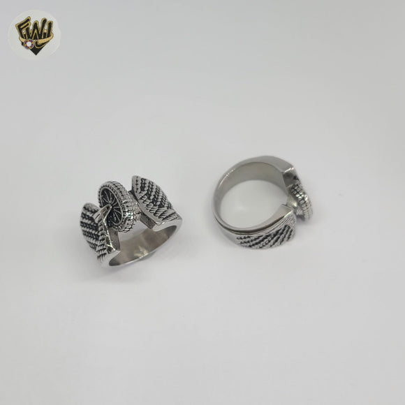 (4-0023-3) Stainless Steel -  Wheel Men Ring.