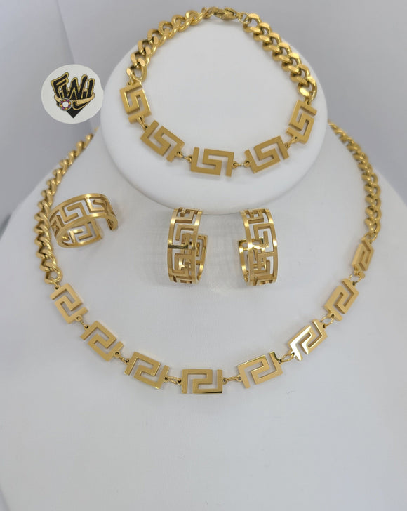 (4-7049) Stainless Steel - 7mm Curb Link Greek Set- 16