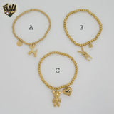 (MBRA-33) Stainless Steel - Animal Charms Bead Bracelet.