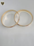 (1-4014-1) Gold Laminate - 10mm Three Tones Butterflies Bangles - BGO