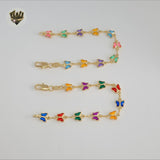 (1-0989) Gold Laminate - 7mm Multicolor Butterfly Link Kids Bracelet - BGF