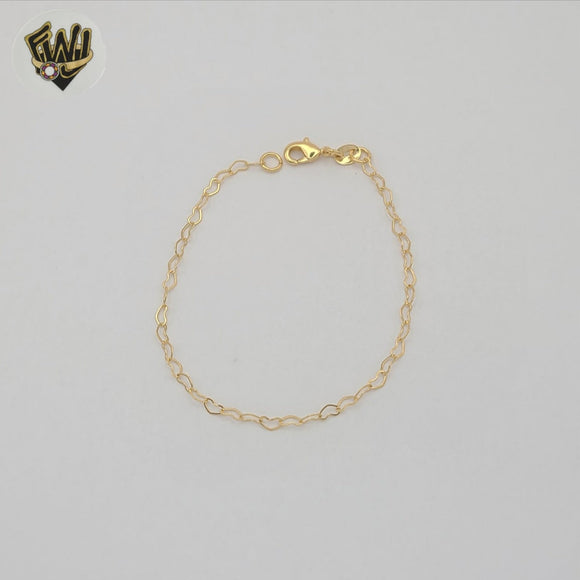 (1-0848) Gold Laminate - 1mm Hearts Link Bracelet - BGF