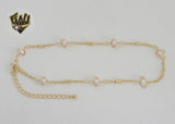 (1-0233) Gold Laminate - Rolo Link Pearls Anklet - 10" - BGF