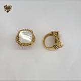 (4-0052-1) Stainless Steel - White Stone Ring.