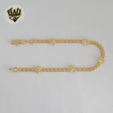 (1-0506) Gold Laminate - 4mm Bismarck Link Flower Bracelet - BGF