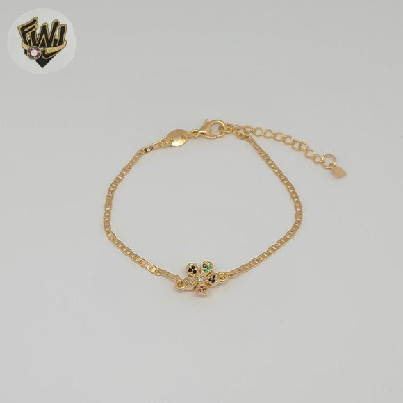 (1-0929-2) Gold Laminate - 2mm Mariner Flower Bracelet - 6