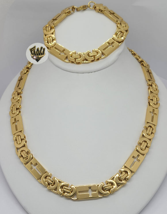 (4-7150-1) Stainless Steel - 11mm Alternative Link Men Set - 23.5