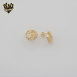 (1-1204-4) Gold Laminate - Round Carved Stud Earrings - BGF