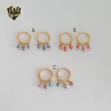 (1-2652-1) Gold Laminate - Multicolor Eyes Hoops - BGO