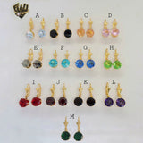 (1-1166) Laminado de oro - Aretes colgantes multicolores - BGO