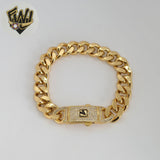 (1-60043) Gold Laminate - 13mm Zircon Closure Curb Bracelet - BGO