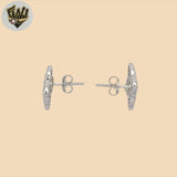(2-3271) 925 Sterling Silver - Flower Zircon Stud Earrings.