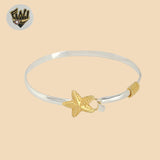 (2-0684) 925 Sterling Silver - 4mm Two Tones Starfish Bangle.