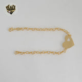 (1-0718) Gold Laminate - 4mm Rolo Link Heart Bracelet - 7.5" - BGF